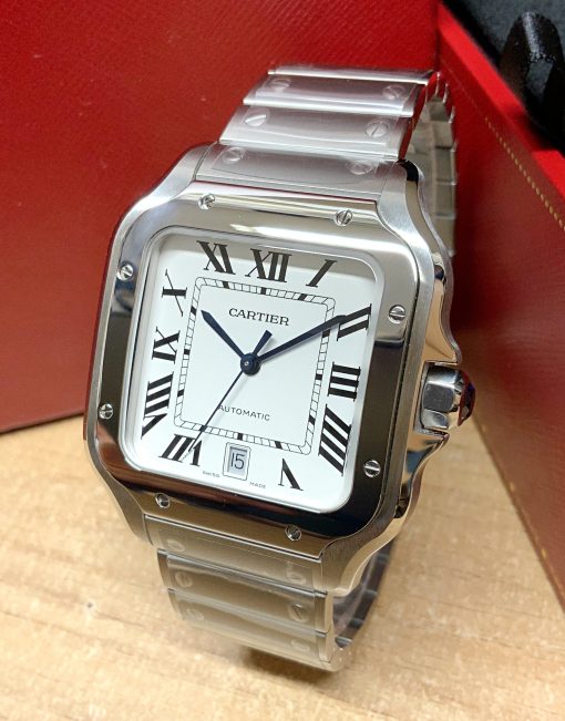 Cartier replica Santos De Cartier WSSA0009 Large Size white dial - immagine 5